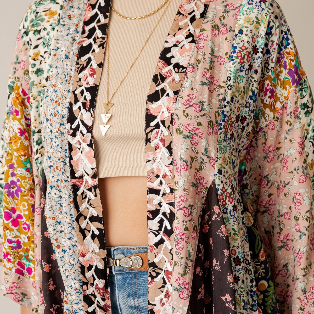 Mixed Floral Patchwork Kimono - Pages & Parcels