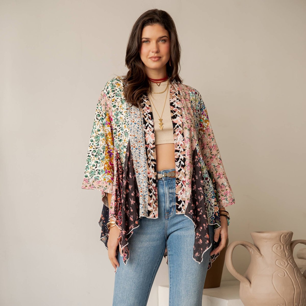 Mixed Floral Patchwork Kimono - Pages & Parcels