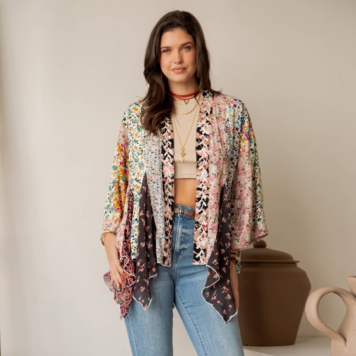 Mixed Floral Patchwork Kimono - Pages & Parcels