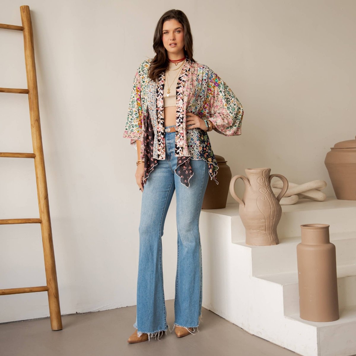 Mixed Floral Patchwork Kimono - Pages & Parcels