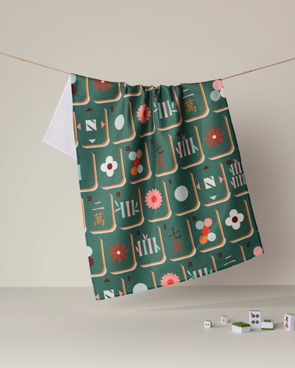 Moss Tile Toss Tea Towel - Pages & Parcels