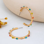 Multi-Color Gemstone Hoop Earrings - Pages & Parcels