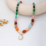 Multi-Color Stone & Crystal Pendant Necklace - Pages & Parcels