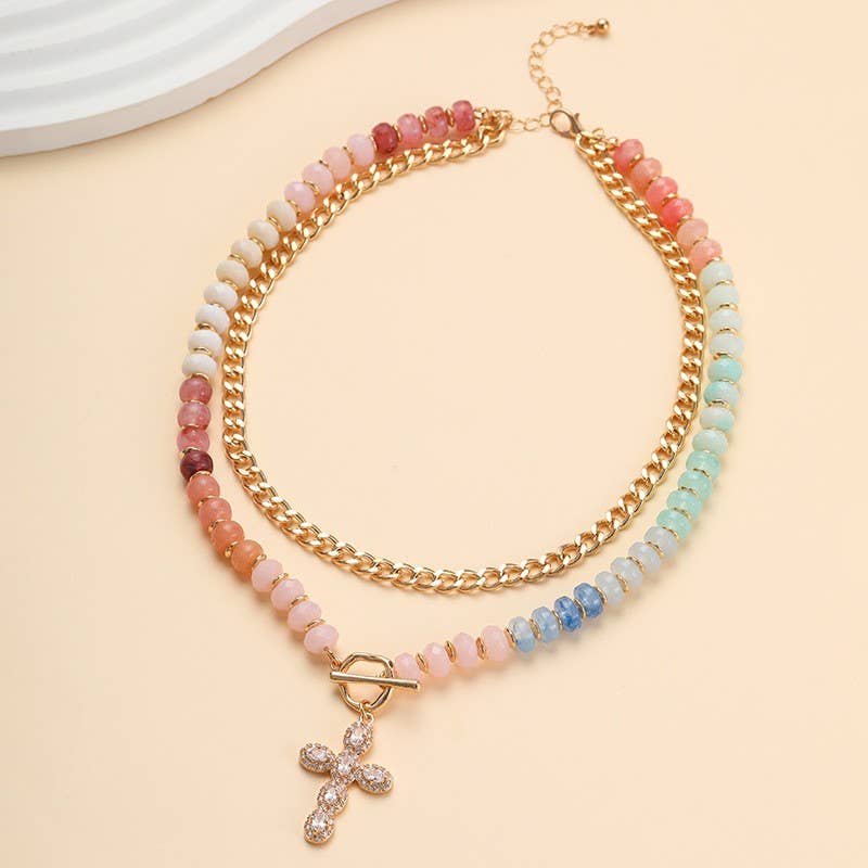 Multi Layer Resin Beaded Pendant Necklace - Pages & Parcels