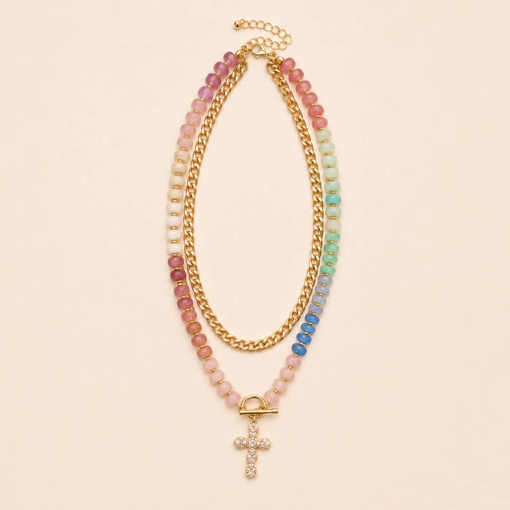 Multi Layer Resin Beaded Pendant Necklace - Pages & Parcels