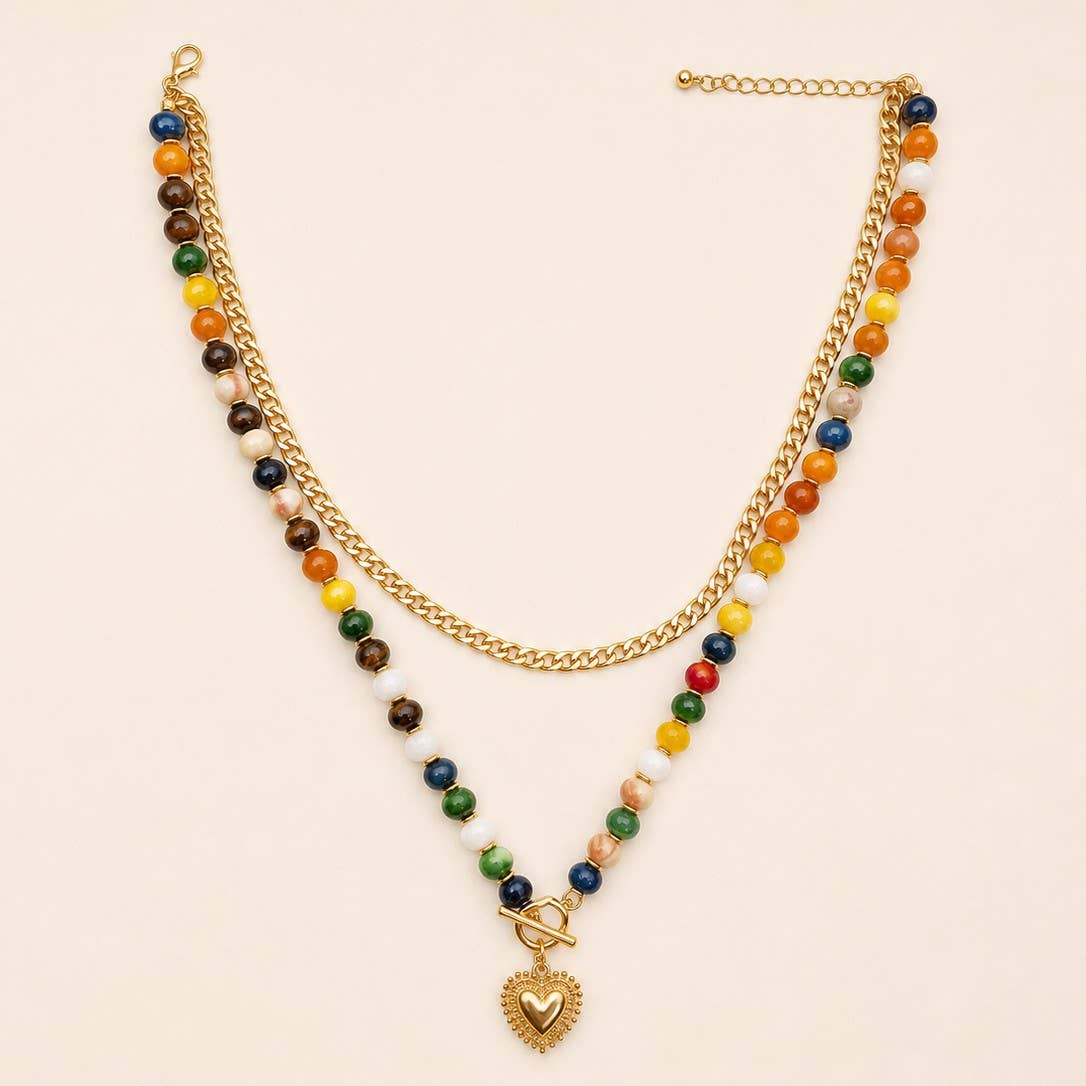 Multi Layer Resin Beaded Pendant Necklace - Pages & Parcels