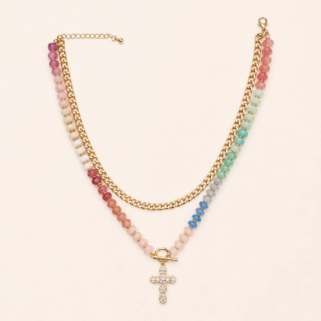 Multi Layer Resin Beaded Pendant Necklace - Pages & Parcels