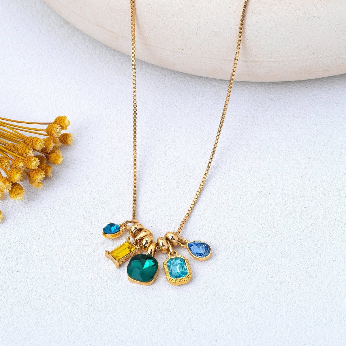 Multicolor Crystal Cluster Pendant Necklace - Pages & Parcels
