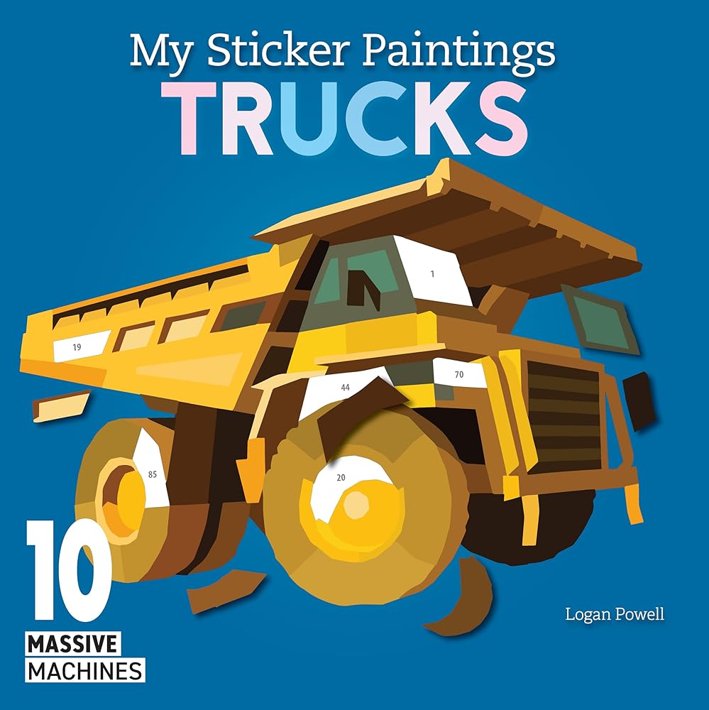 My Sticker Paintings: Trucks: 10 Massive Machines (Happy Fox Books) Heavy-Duty Tow Truck, Fire Truck, Monster Truck, Cement Mixer, and More cover image