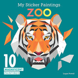 My Sticker Paintings: Zoo: 10 Magnificent Paintings (Happy Fox Books) For Kids Ages 6-10 - Tiger, Wolf, Elephant, Giraffe, and More, with 50-100 Removable, Reusable Stickers per Design cover image