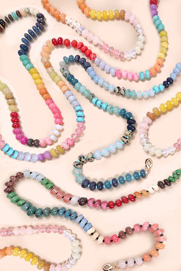 Natural agate and glass bead necklace in earthy tones