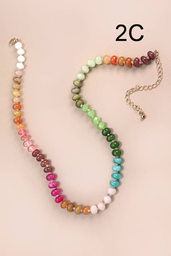 Natural agate and glass bead necklace in earthy tones