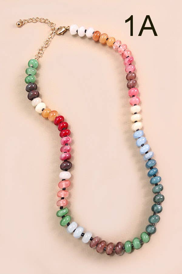 Natural agate and glass bead necklace in earthy tones