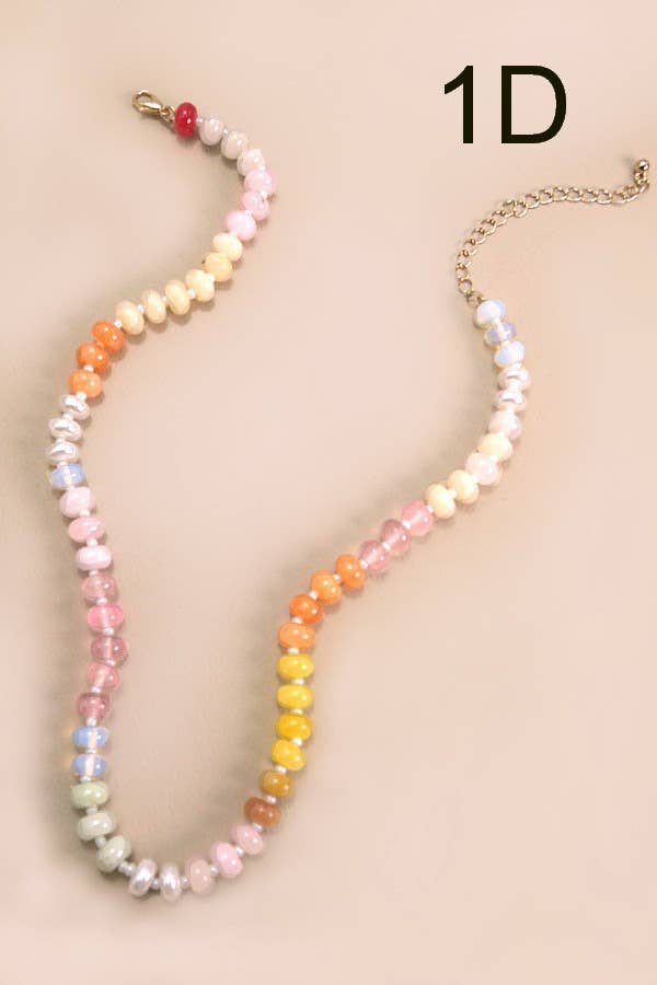 Natural Agate Glass Bead Necklace - Pages & Parcels