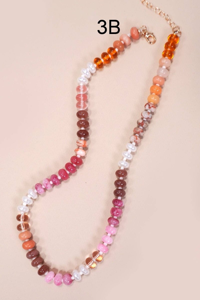 Natural Agate Glass Bead Necklace - Pages & Parcels