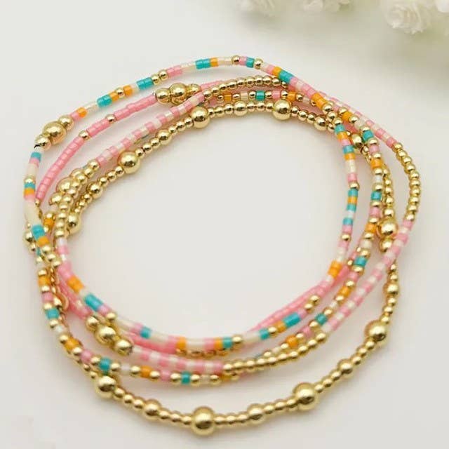 Natural stone bead bracelet with ball chain link