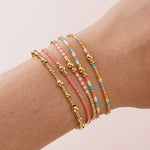 Natural stone bead bracelet with ball chain link