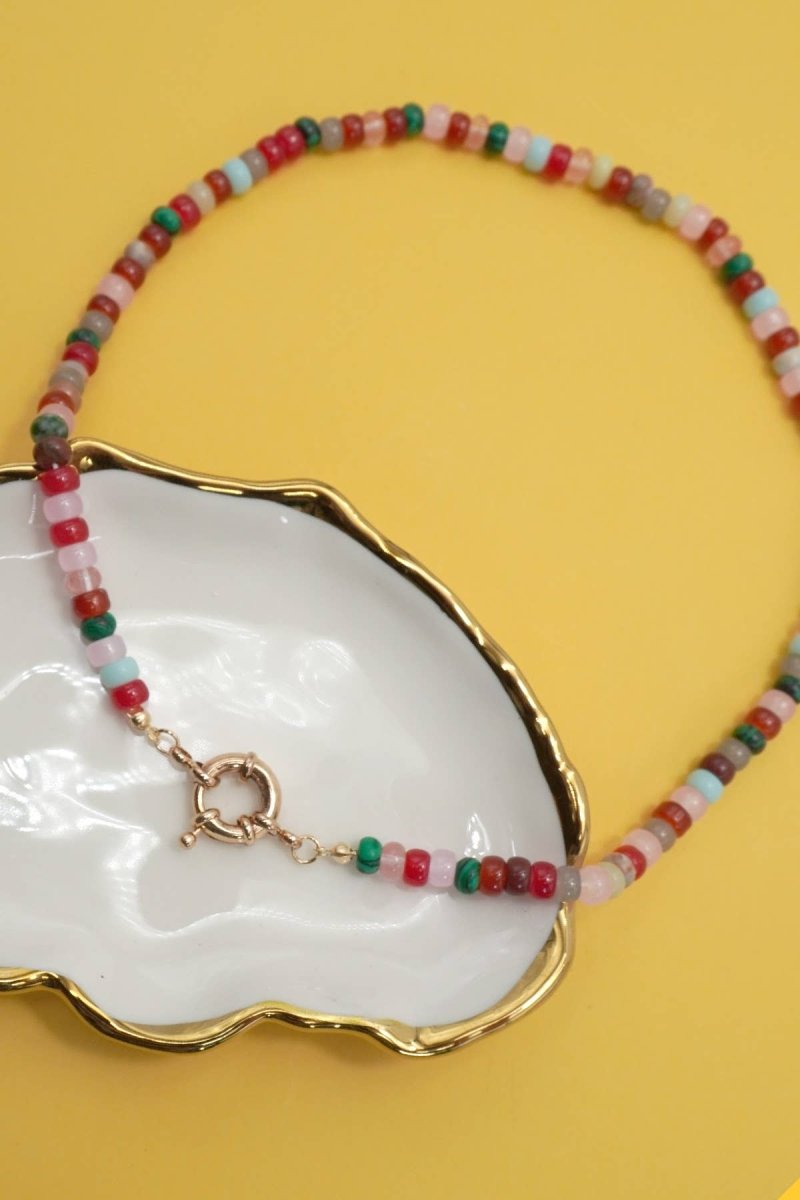 Natural Stone Charm Spring Clasp Necklace - Pages & Parcels