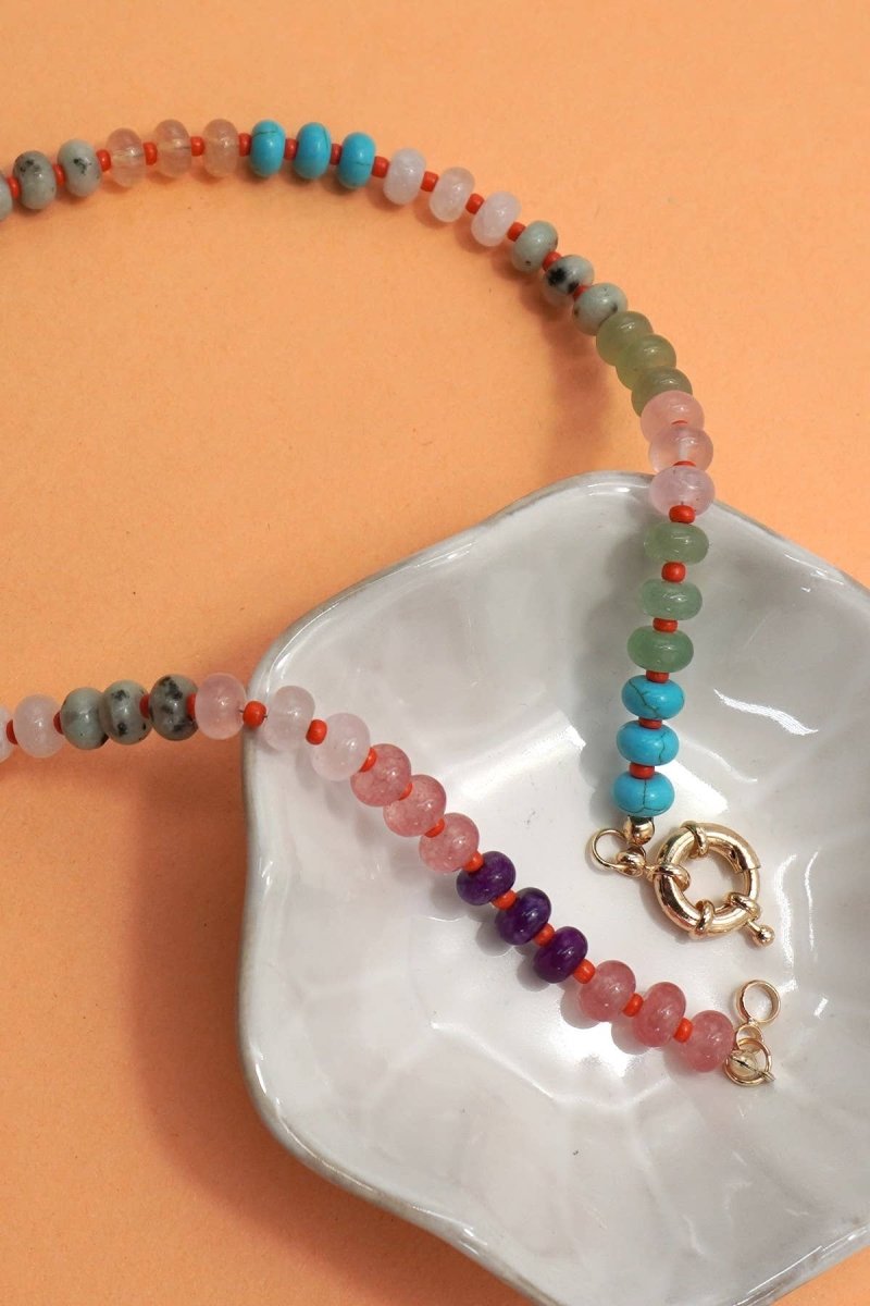Natural Stone Charm Spring Clasp Necklace - Pages & Parcels