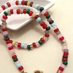 Natural stone charm necklace with spring clasp closure