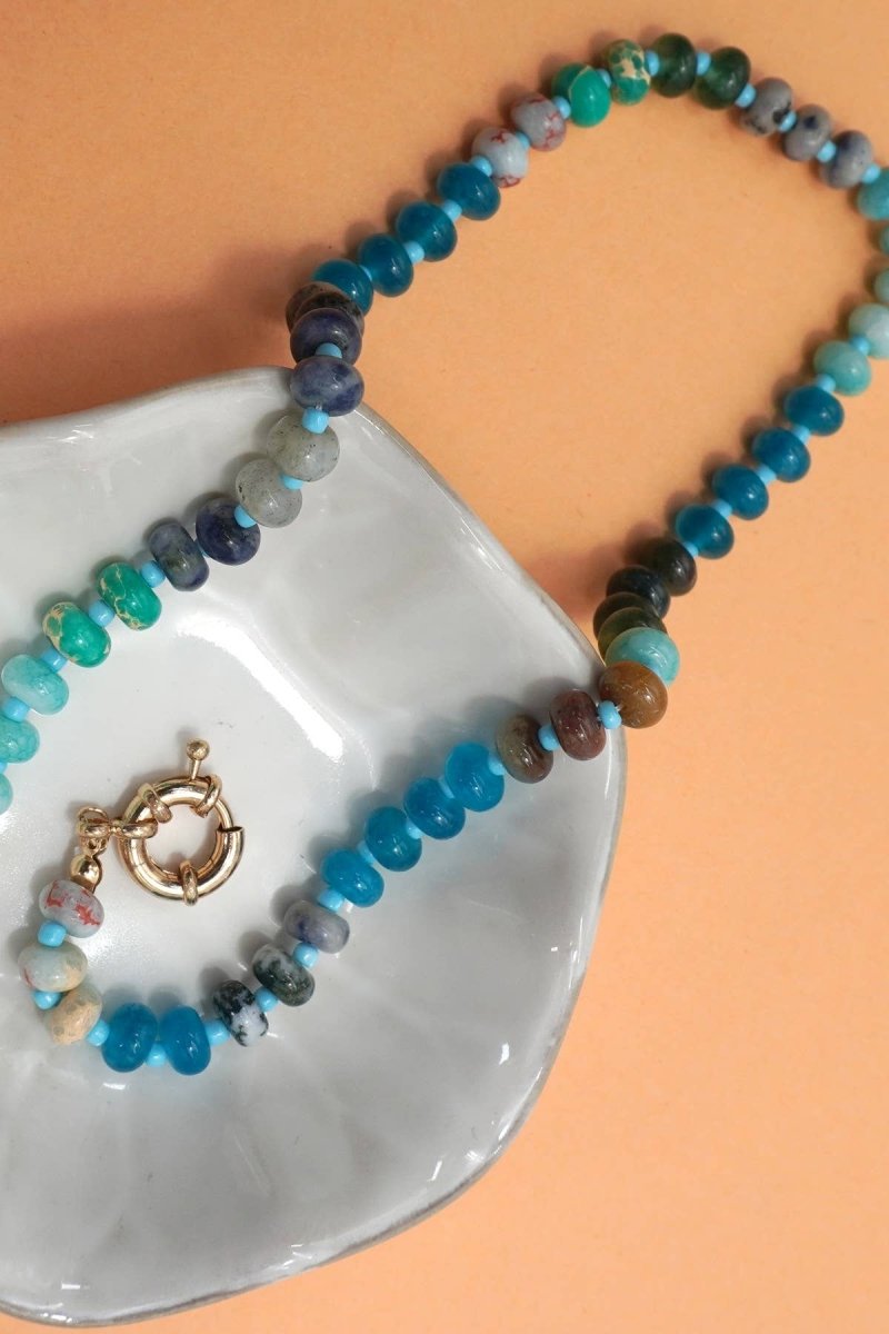 Natural Stone Charm Spring Clasp Necklace - Pages & Parcels