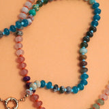 Natural stone charm necklace with spring clasp closure