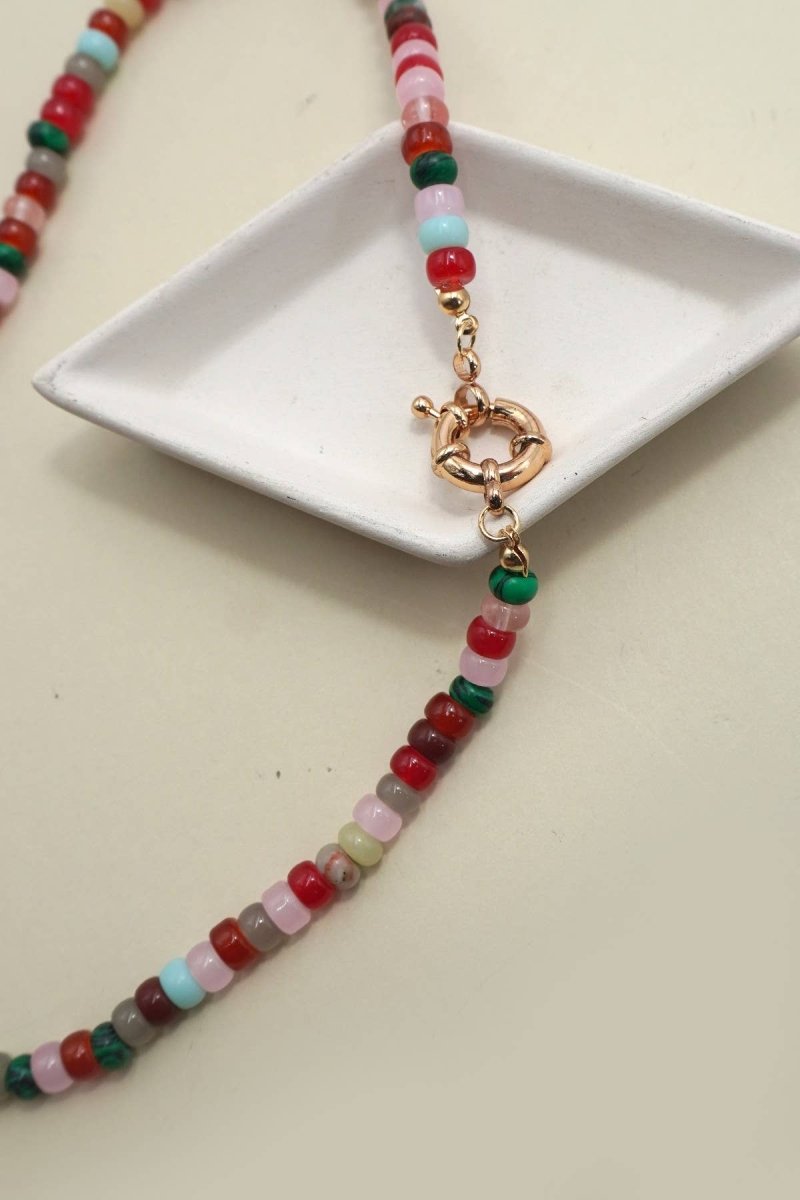 Natural Stone Charm Spring Clasp Necklace - Pages & Parcels