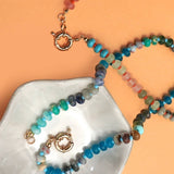 Natural stone charm necklace with spring clasp closure