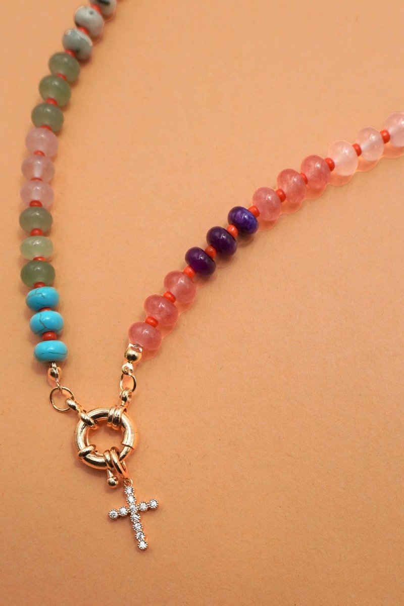 Natural Stone Charm Spring Clasp Necklace - Pages & Parcels