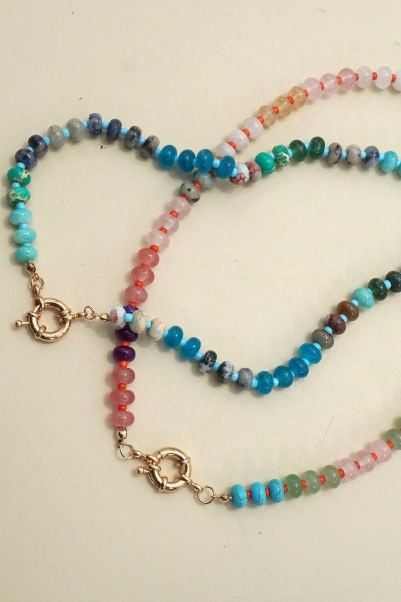 Natural Stone Charm Spring Clasp Necklace - Pages & Parcels