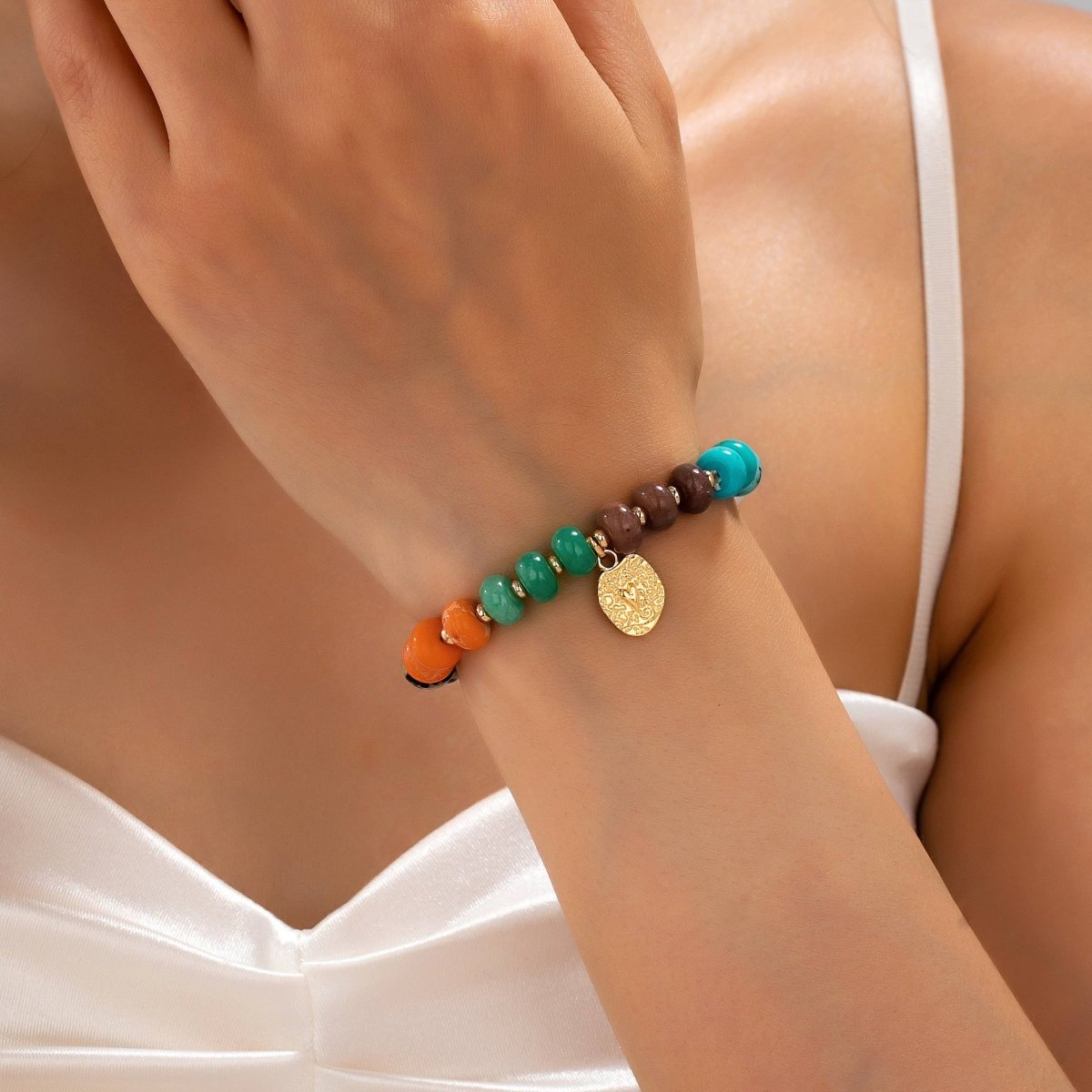 Natural Stone Heart Charm Stretch Bracelet - Pages & Parcels