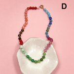 Natural stone and faux pearl mixed bead necklace