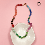 Natural stone and faux pearl mixed bead necklace