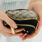 Nylon double-zip card wallet with an O-ring clip