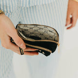 Nylon double-zip card wallet with an O-ring clip