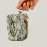 Nylon double-zip card wallet with an O-ring clip