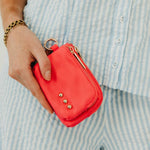 Nylon double-zip card wallet with an O-ring clip