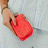 Nylon double-zip card wallet with an O-ring clip