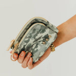 Nylon double-zip card wallet with an O-ring clip