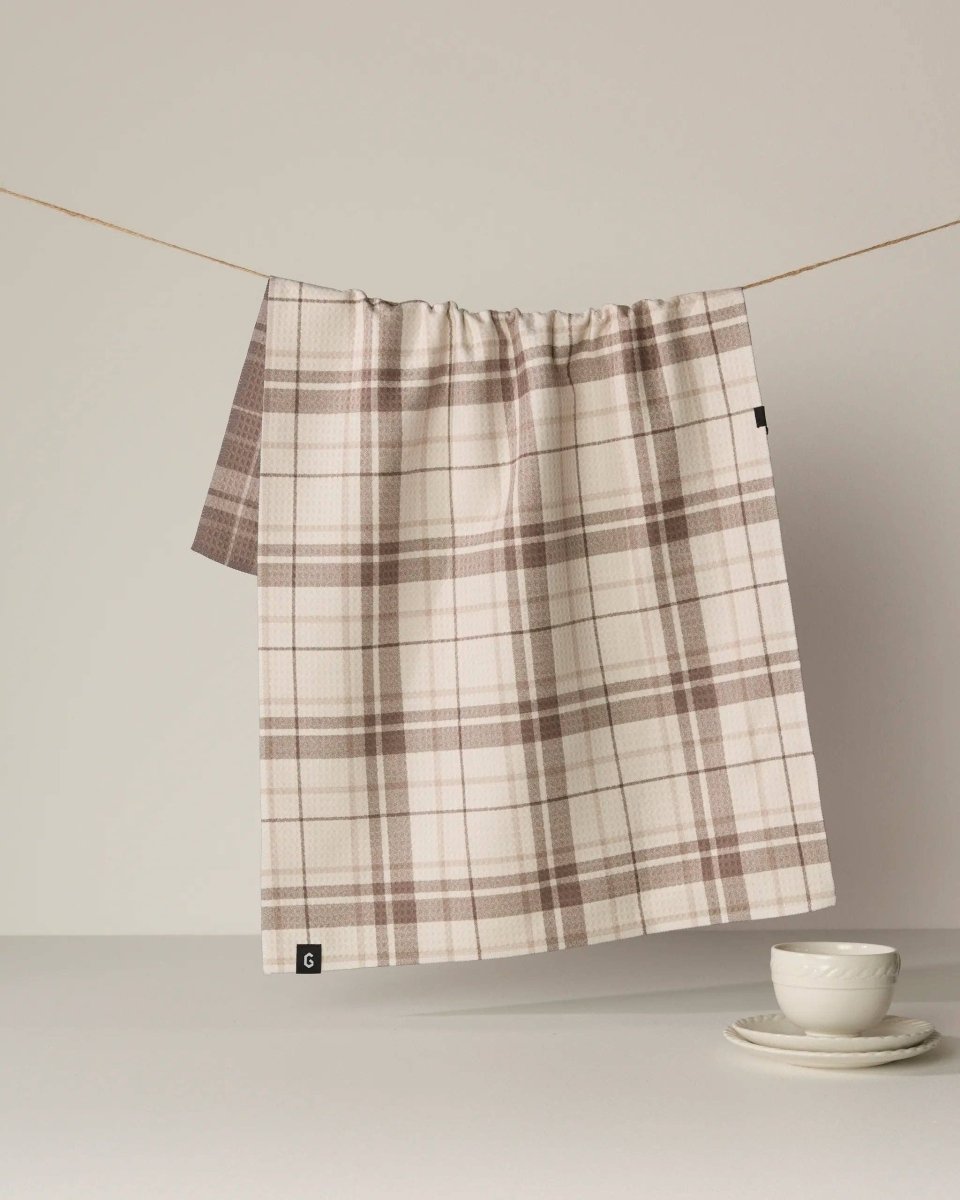 Oat Plaid Luxe Kitchen Towel - Pages & Parcels