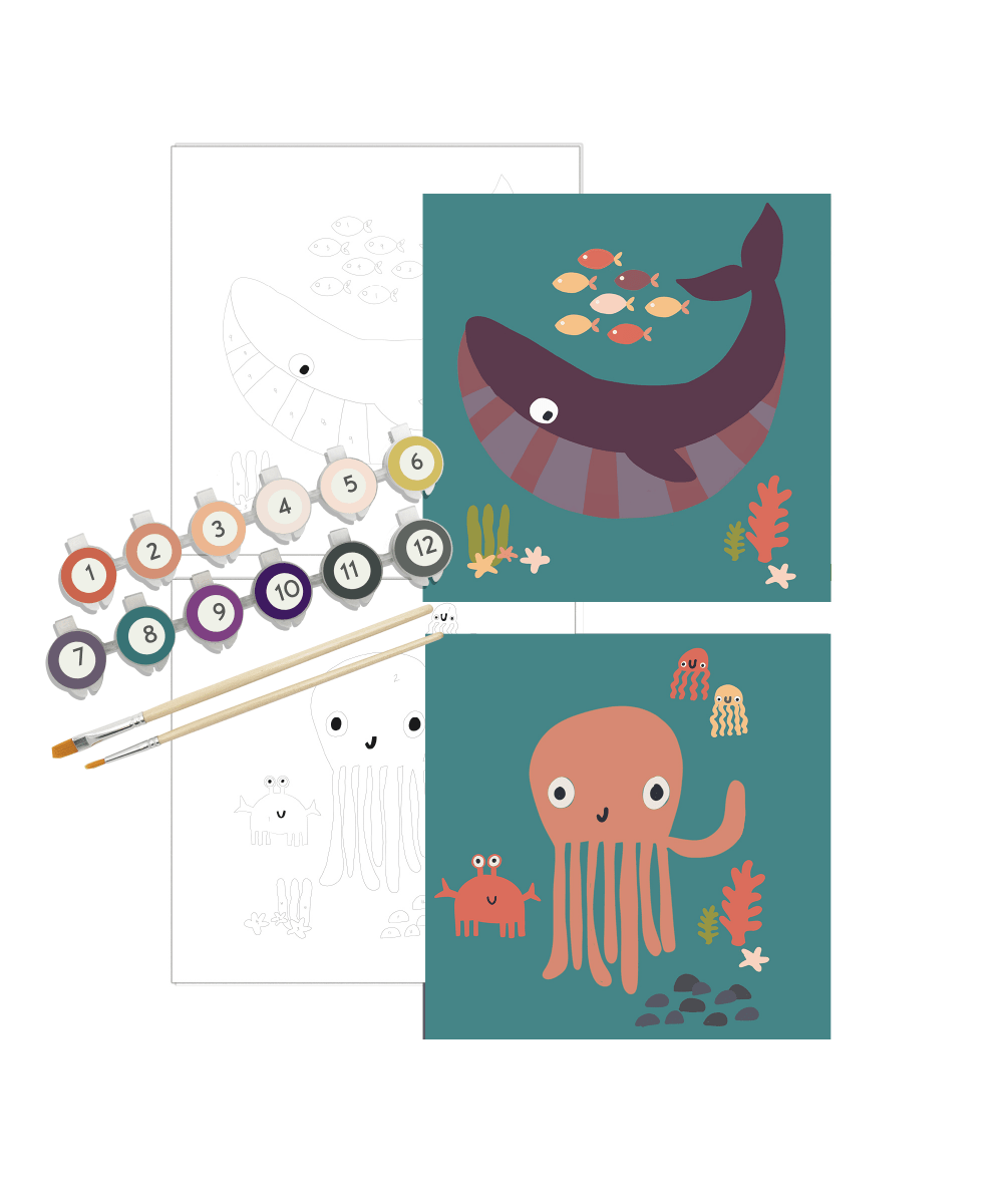 Ocean Animals Paint by Number Kit for Kids | Breathe People - Pages & Parcels