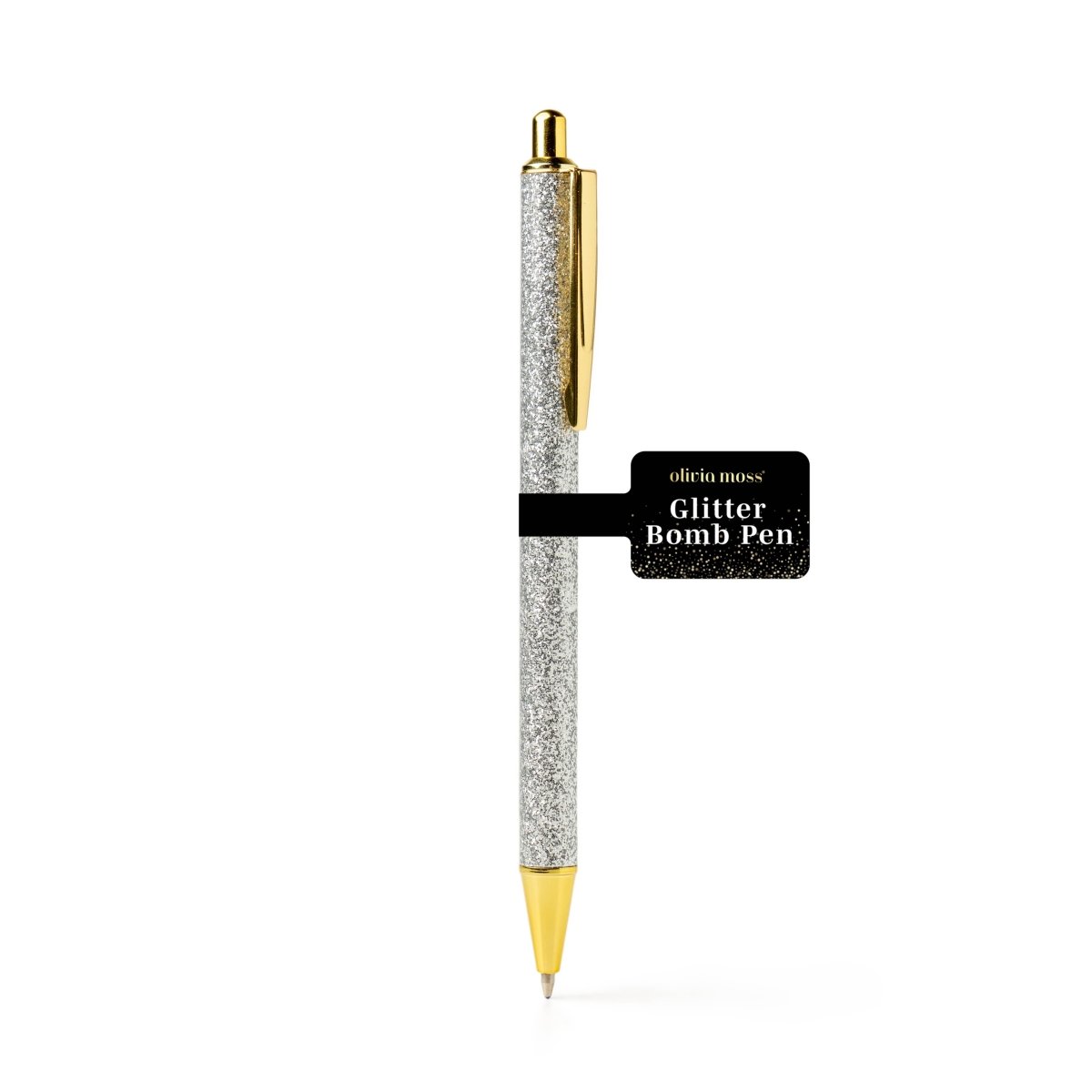 An Olivia Moss Glitter Bomb pen filled with floating glitter