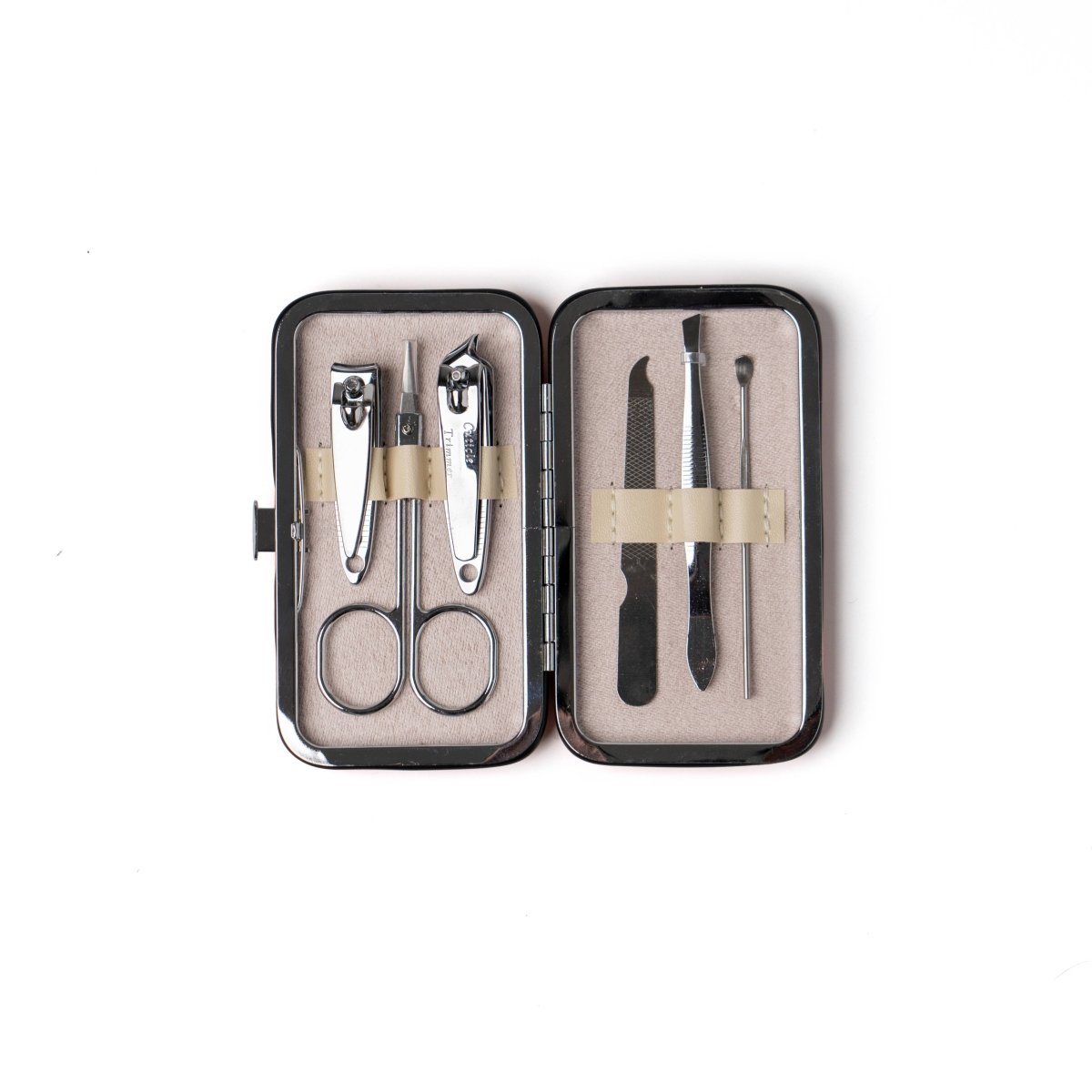 Olivia Moss Mani Pedi Ready manicure kit with nail tools in a travel case