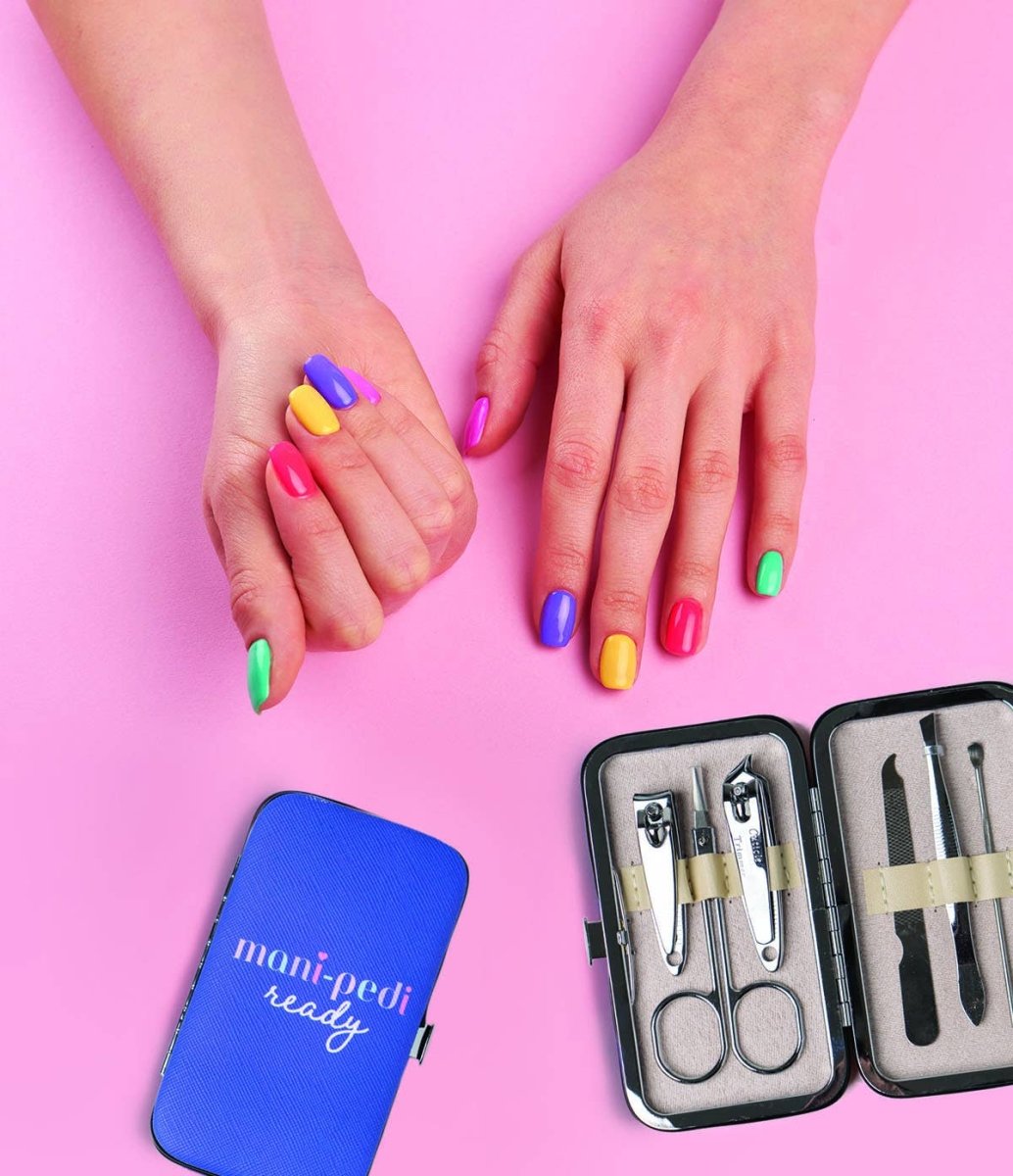 Olivia Moss Mani Pedi Ready manicure kit with nail tools in a travel case