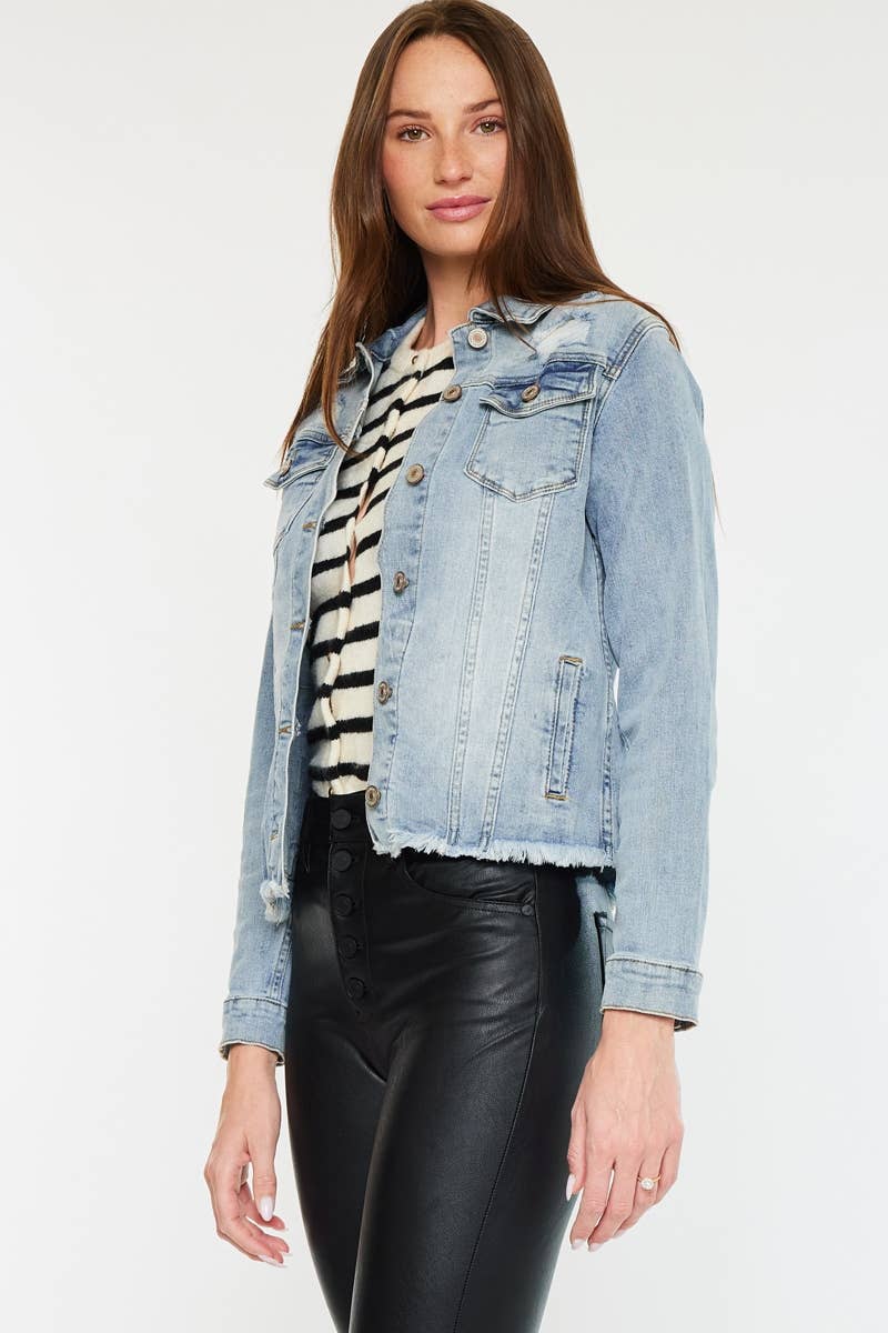OPEN PACK FRAYED HEM TRUCKER JACKET | Kan Can - Pages & Parcels