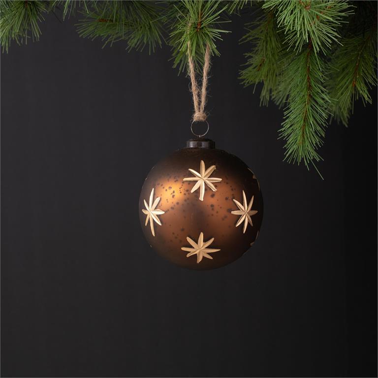 Ornament - Brown Etched Glass Stars - Pages & Parcels
