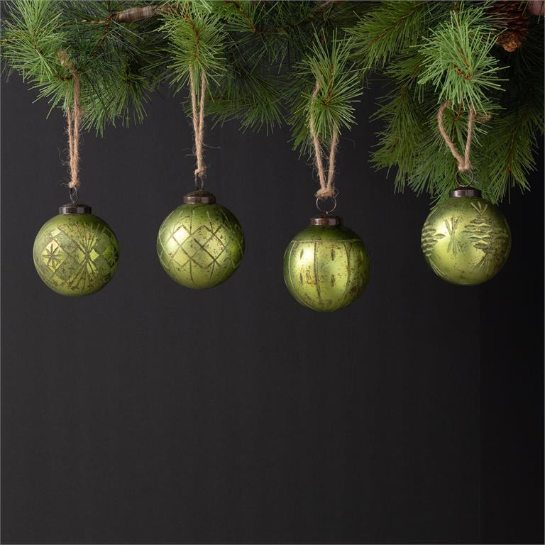 Ornament - Green Etched Glass - Pages & Parcels