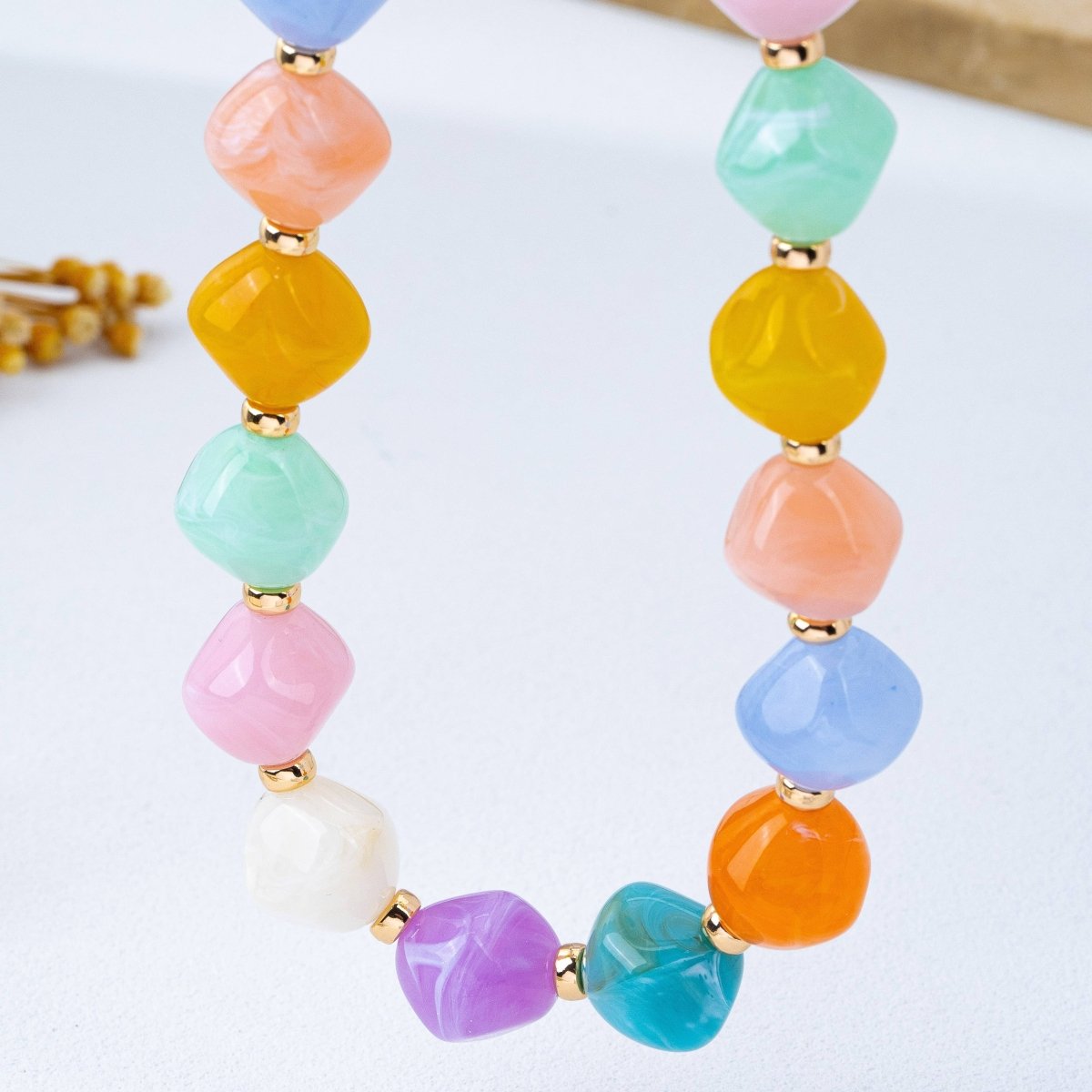 Oversized faceted pastel resin bead necklace