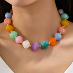Oversized faceted pastel resin bead necklace