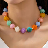 Oversized faceted pastel resin bead necklace